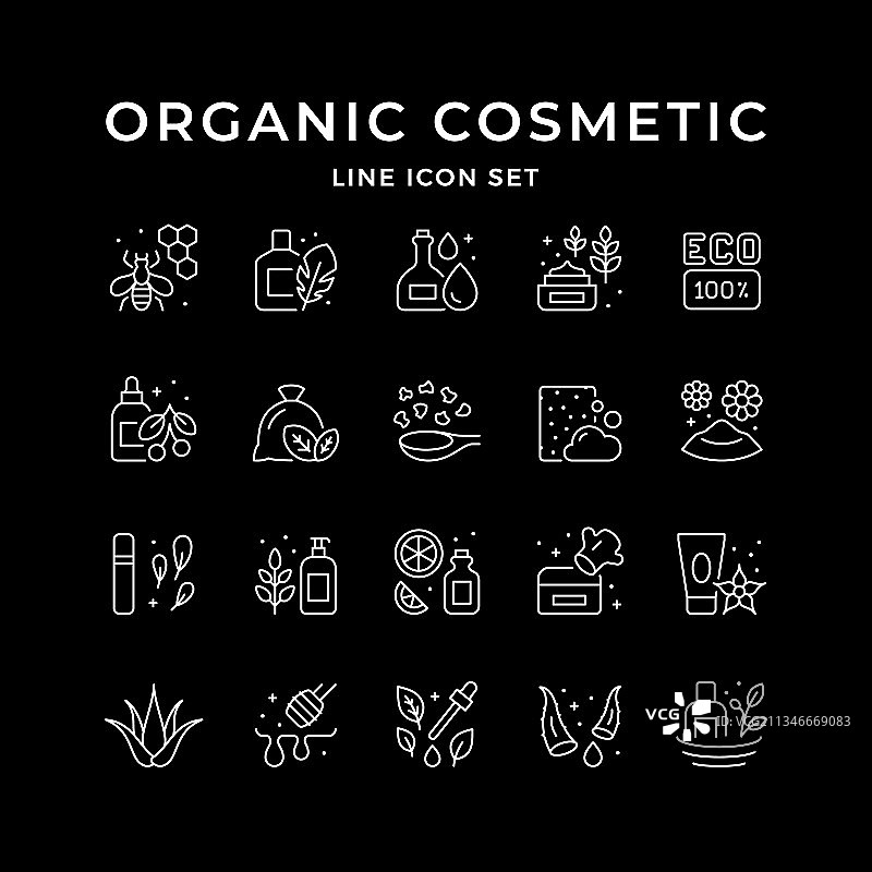 有机化妆品线性图标合集图片素材