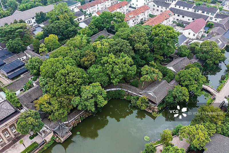 苏州园林，沧浪亭，航拍图片素材