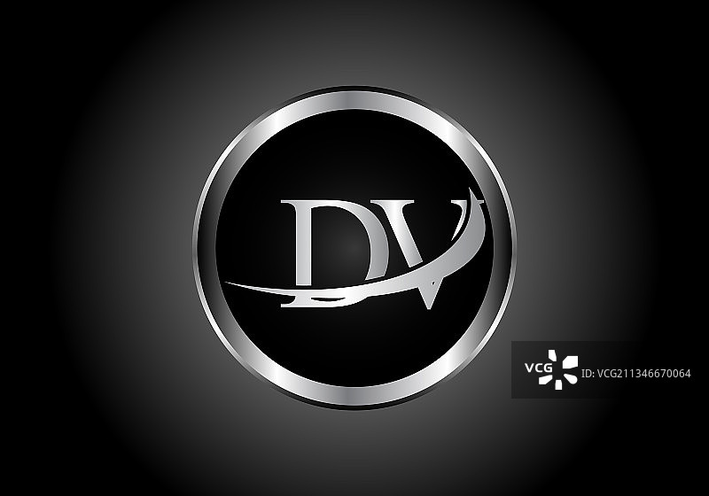 银色字母DV金属组合字母标志图片素材