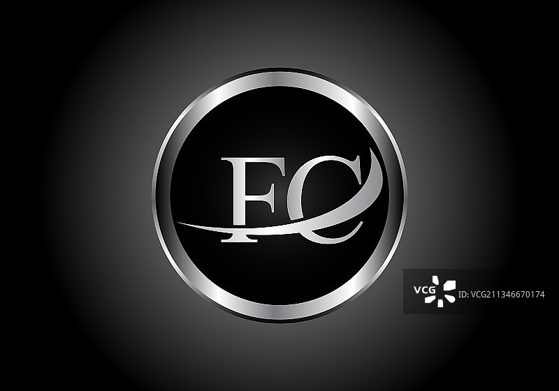 银色字母FC金属组合标志图片素材