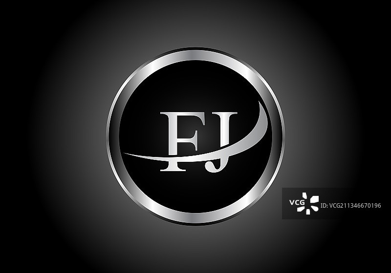 银色字母FJ金属组合标志图片素材