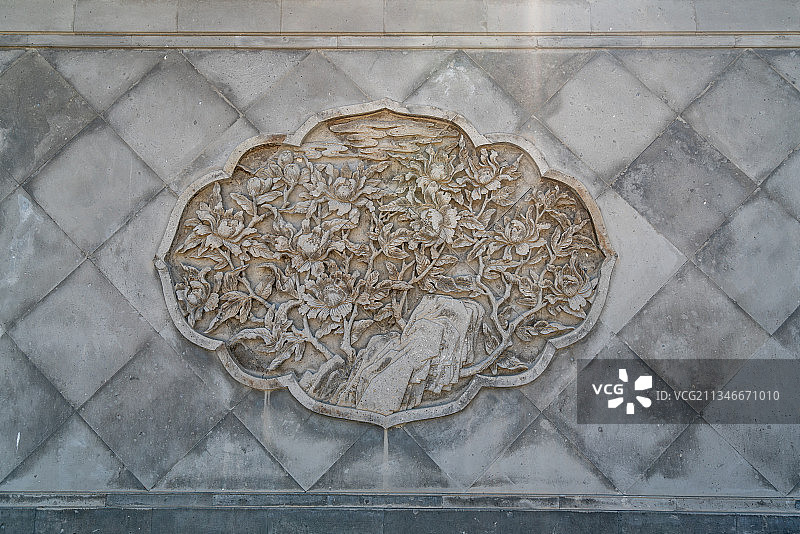 中国文化灰色砖雕背景图片素材