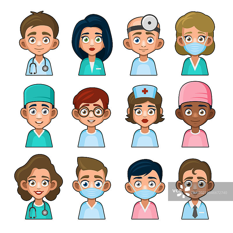 医生和医疗护士头像标志图片素材