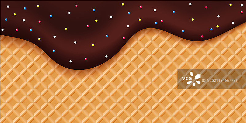 华夫饼上的巧克力淋酱图片素材