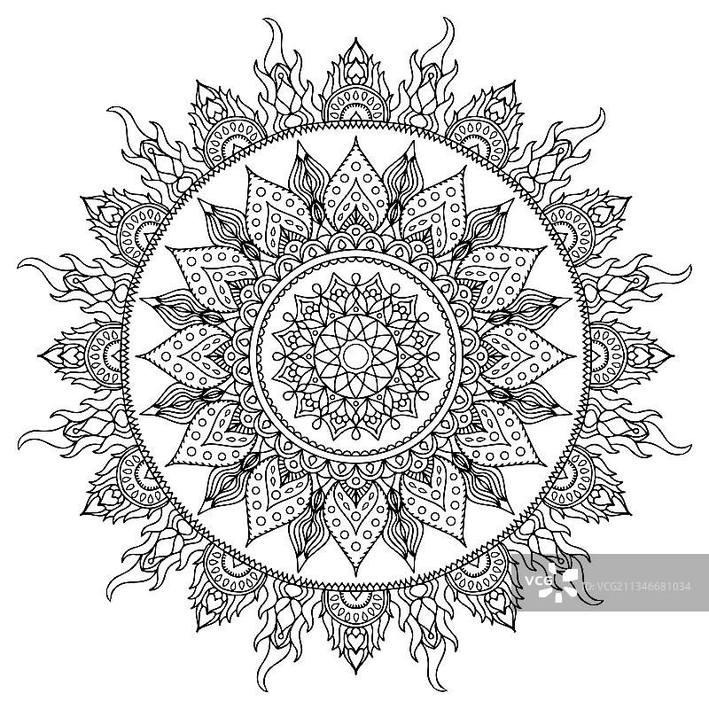白色曼陀罗涂鸦着色书页图片素材