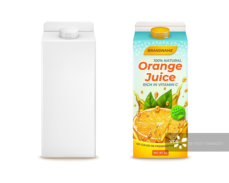 逼真3D橙汁包装与白色图片素材