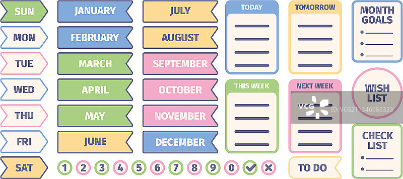 日历剪贴簿元素收纳贴纸图片素材