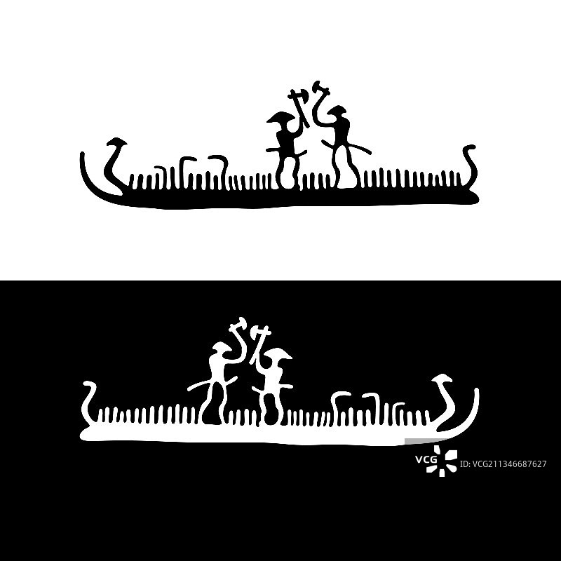 斯堪的纳维亚石刻上的古代绘画图片素材