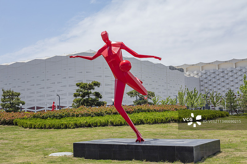中国乒协国家队训练基地，红色运动雕塑图片素材