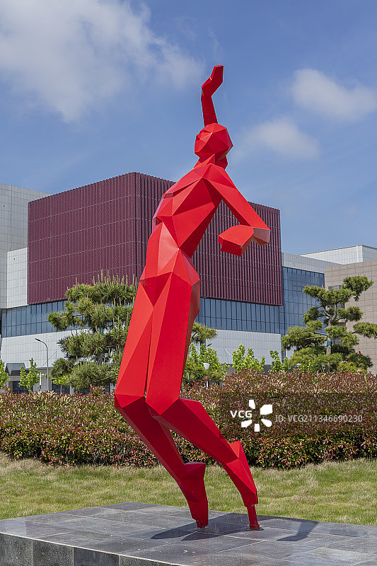 中国乒协国家队训练基地，红色运动雕塑图片素材