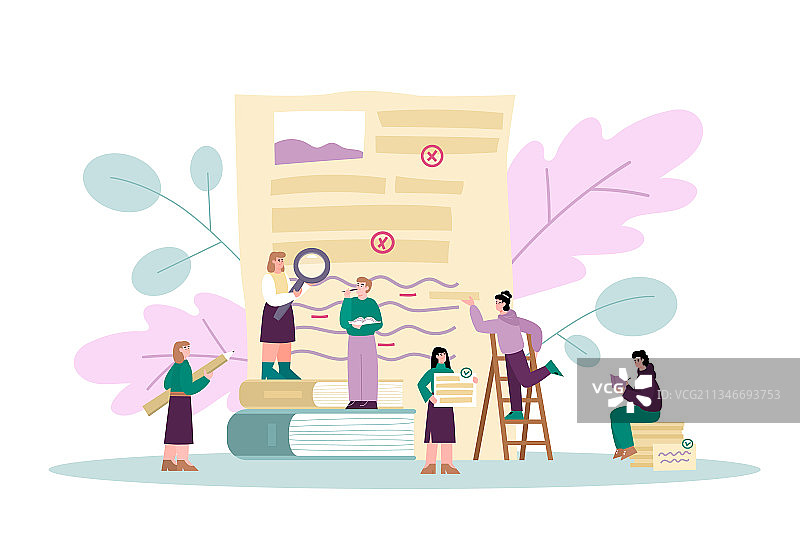 语法编辑器banner，人们正在校对文本图片素材