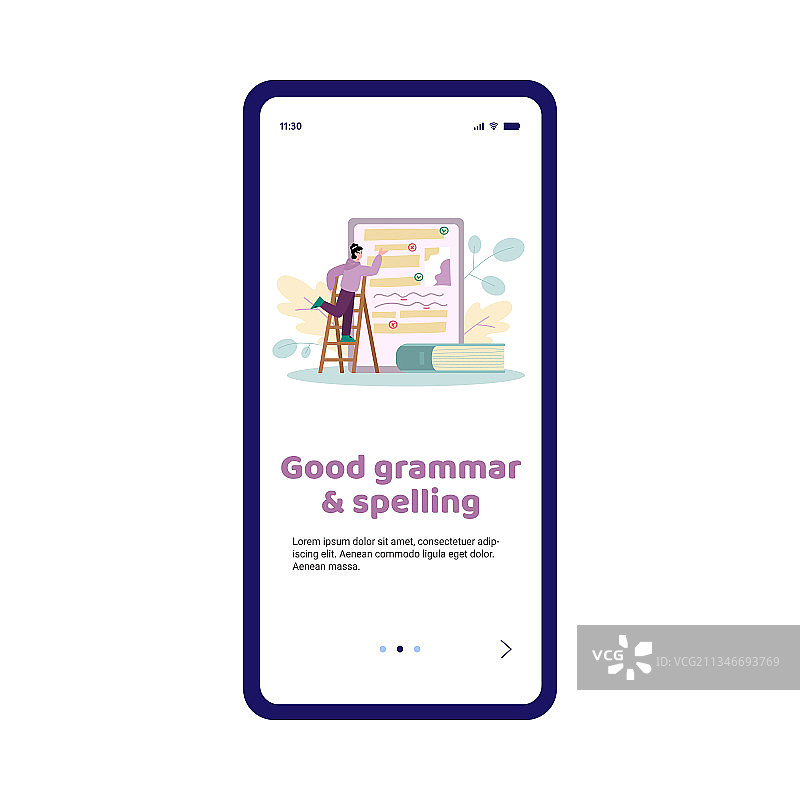 语法和拼写编辑器应用程序引导界面图片素材
