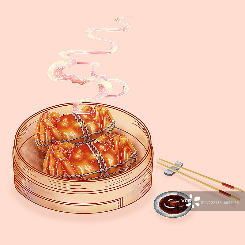 中秋节大闸蟹插画元素图片素材