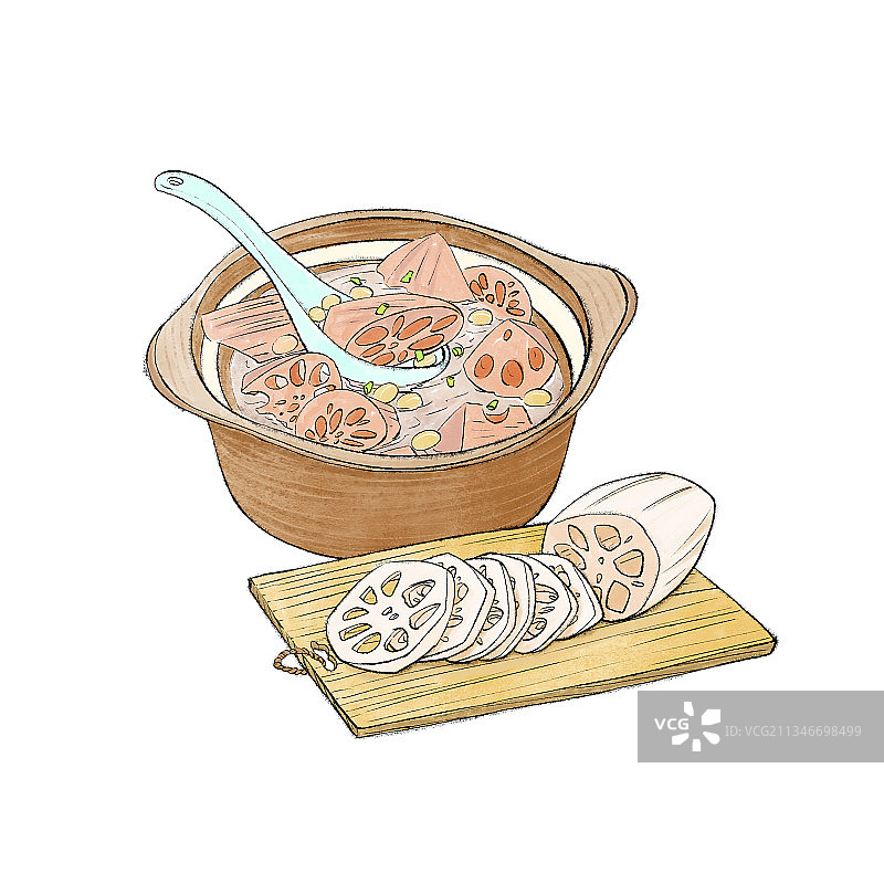 小暑节气传统膳食元素藕图片素材