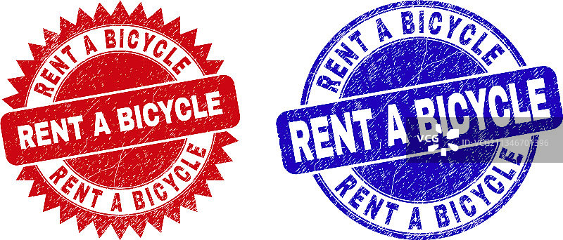 自行车租赁和花结水印图片素材