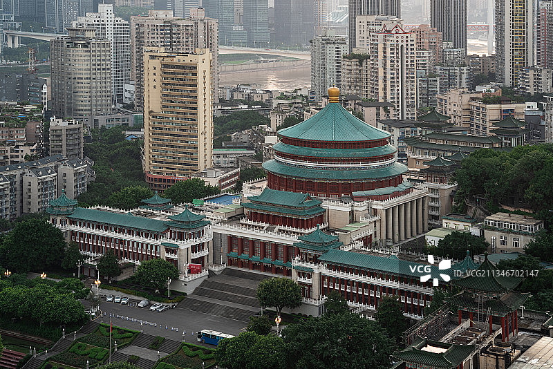 重庆市渝中区重庆大礼堂日出城市天际线图片素材