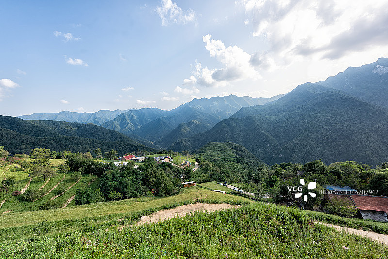 西安市周边蓝田流域寺露营地图片素材