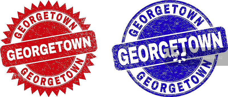 带有乔治敦圆形花环的印章图片素材