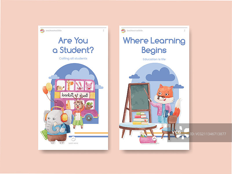 返校季主题可爱Instagram模板图片素材