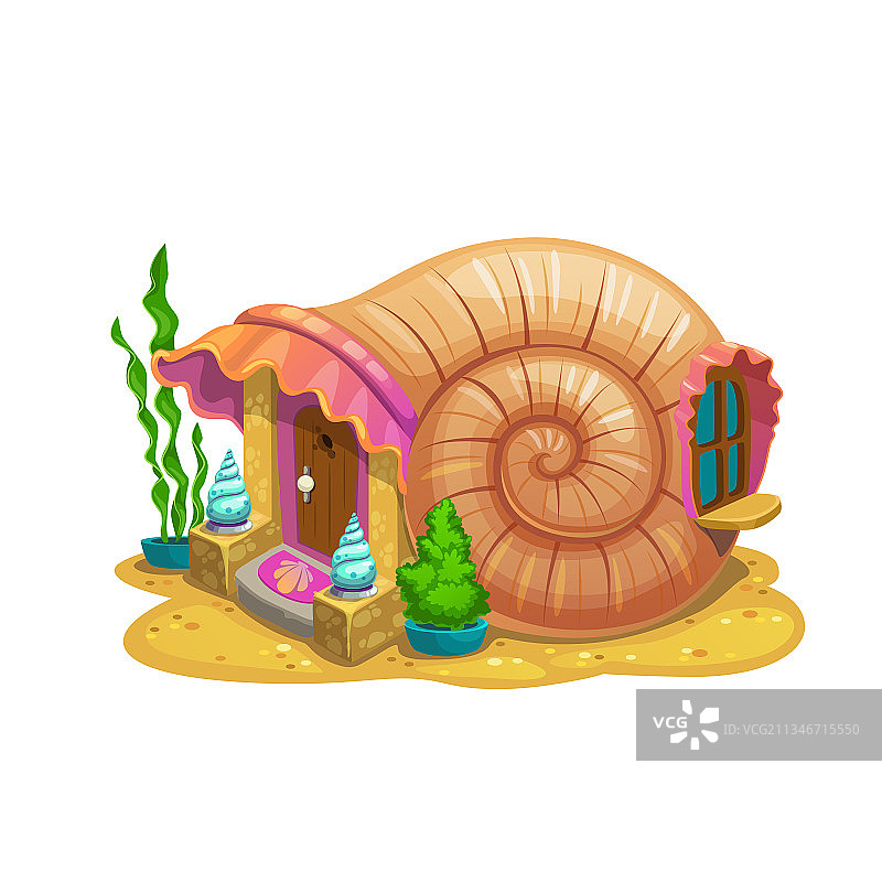 蜗牛壳里的梦幻小屋或女巫住所图片素材