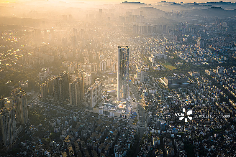 航拍广东中山城市风光地标建筑全景图片素材