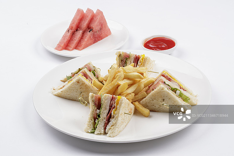 炸薯条配自制三明治图片素材