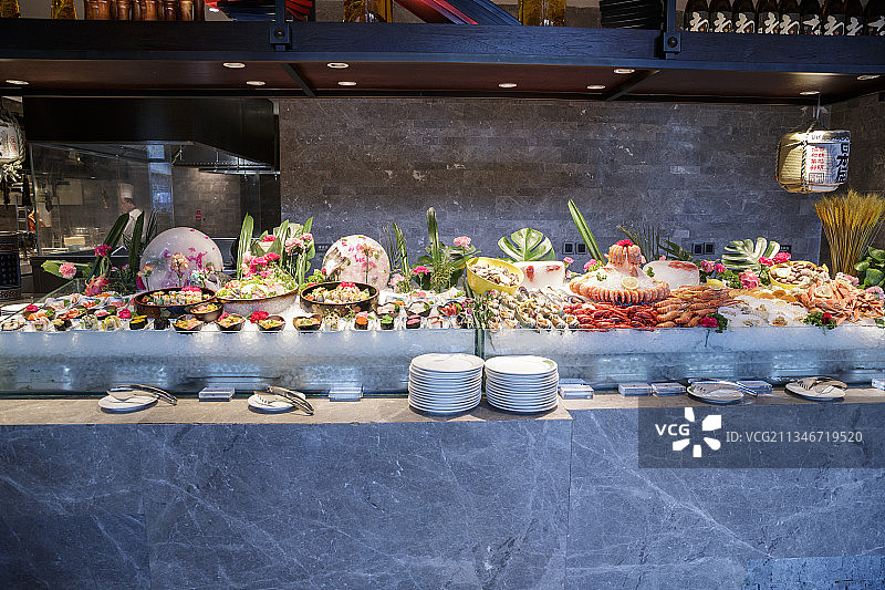 高档自助餐海鲜餐台图片素材