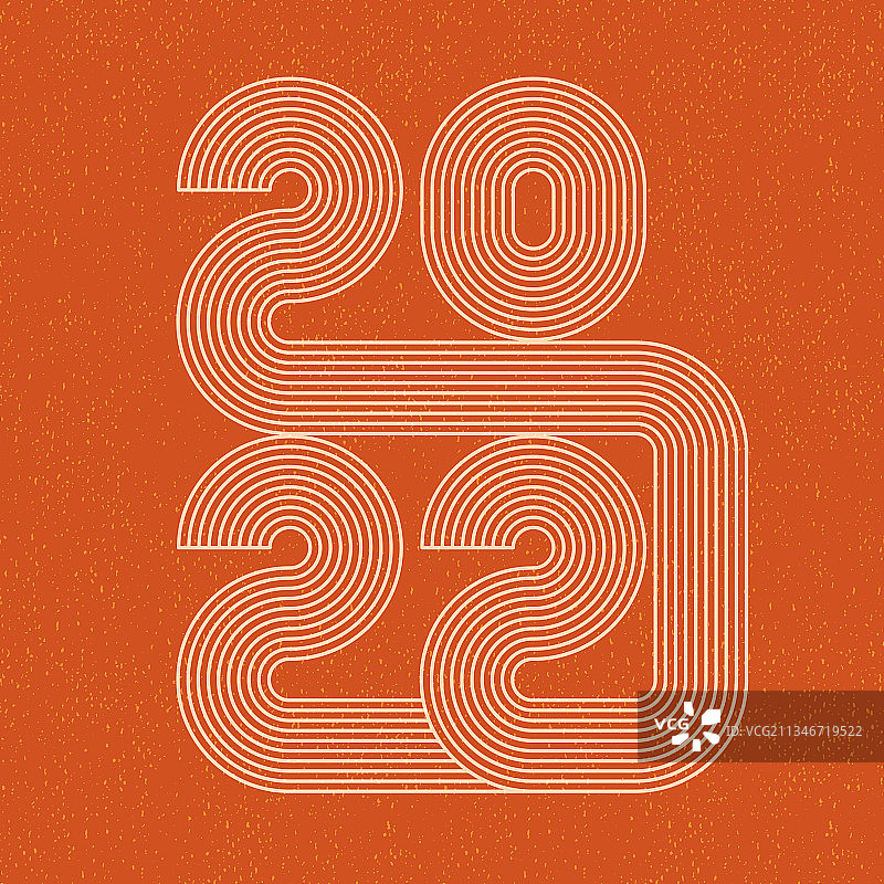 2022线条设计复古70年代新年数字图片素材