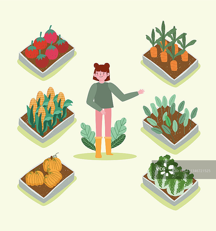 女孩有机园艺和农作图片素材