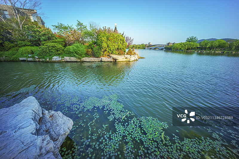 水波潋滟+江苏省徐州市云龙湖风景名胜区南湖景区图片素材