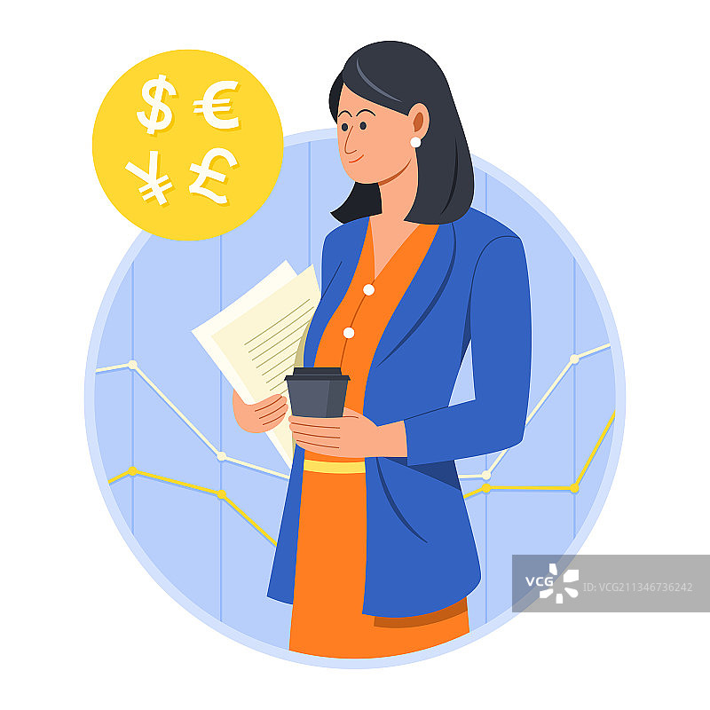 女商人看着外币图片素材