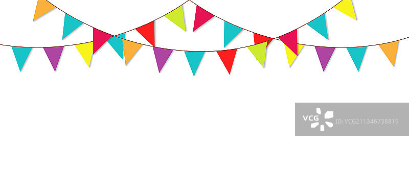 生日和集市上悬挂的小旗帜和花环图片素材