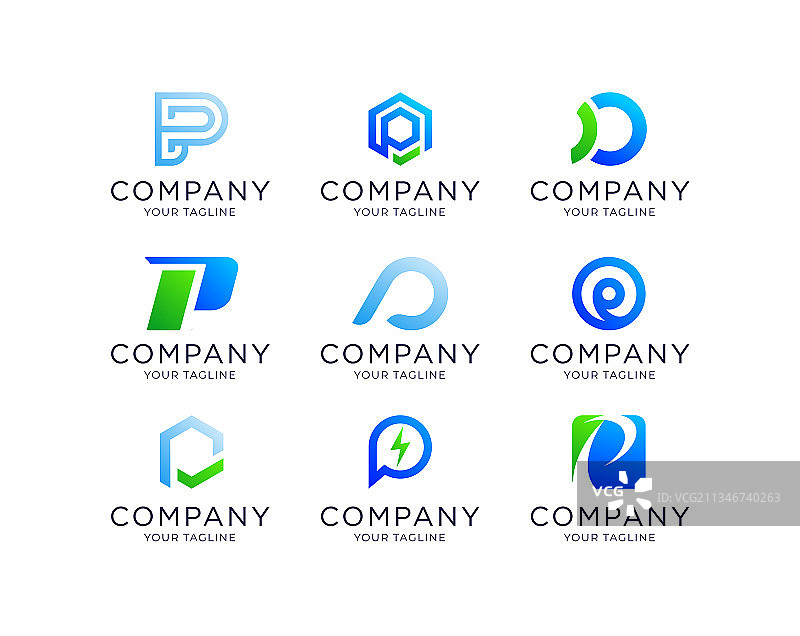 简约字母P标志合集模板图片素材