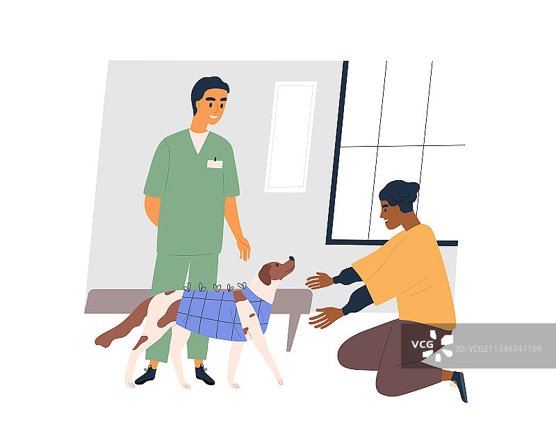 宠物主人在术后与他的狗重逢图片素材