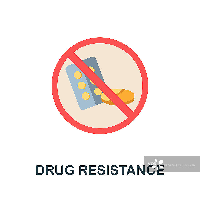 耐药性扁平图标，彩色标志图片素材