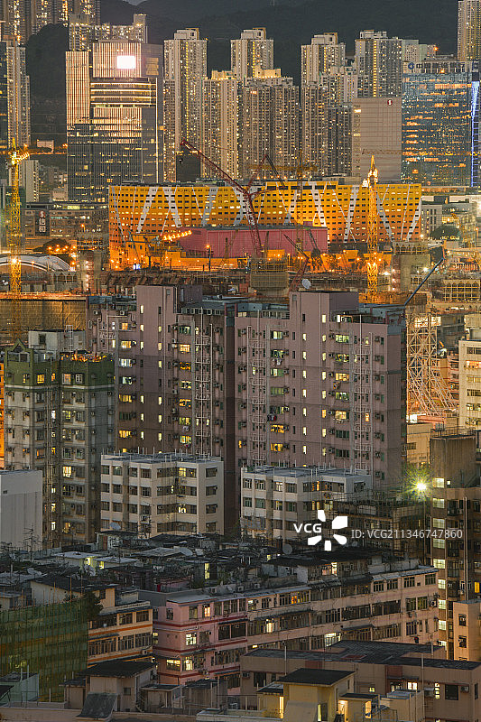 九龙城的夜——香港土瓜湾 何文田 国际展贸中心 观塘大 湾区图片素材