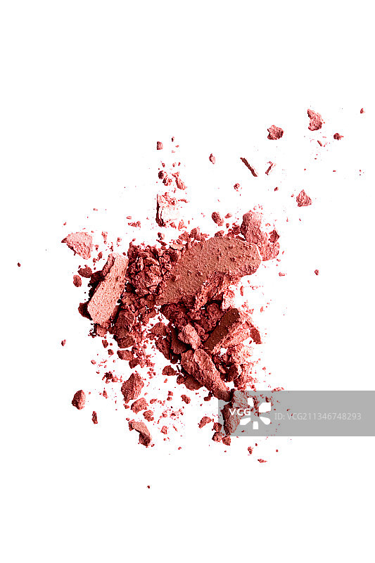 白色背景上的碎眼影特写图片素材