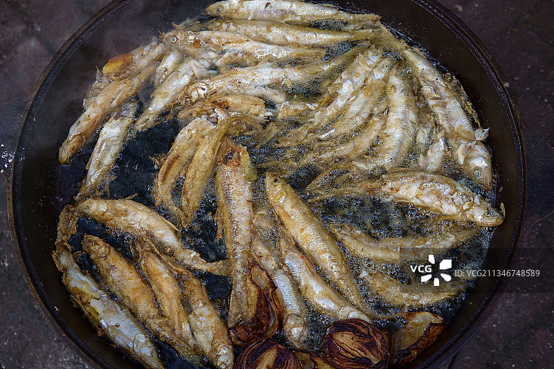 盘子里海鲜的高角度视图图片素材