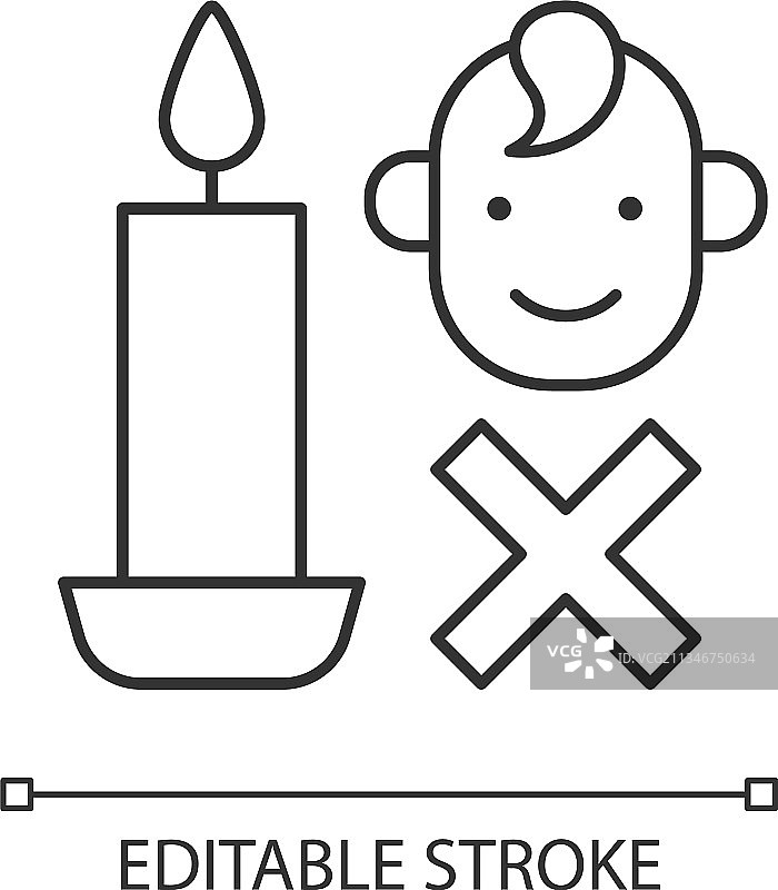 儿童远离蜡烛警示标签图片素材