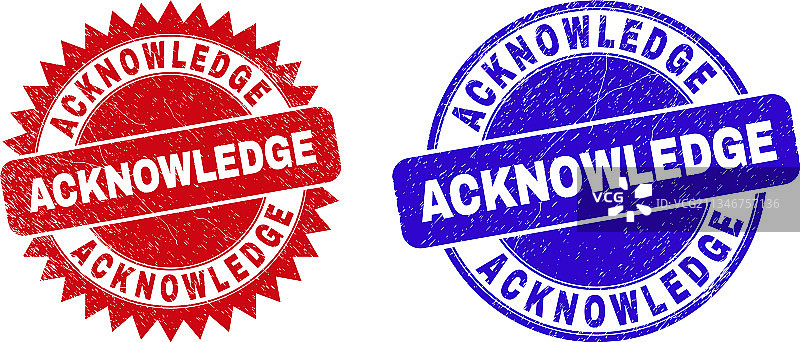 带有“确认”字样的圆形和花形印章图片素材