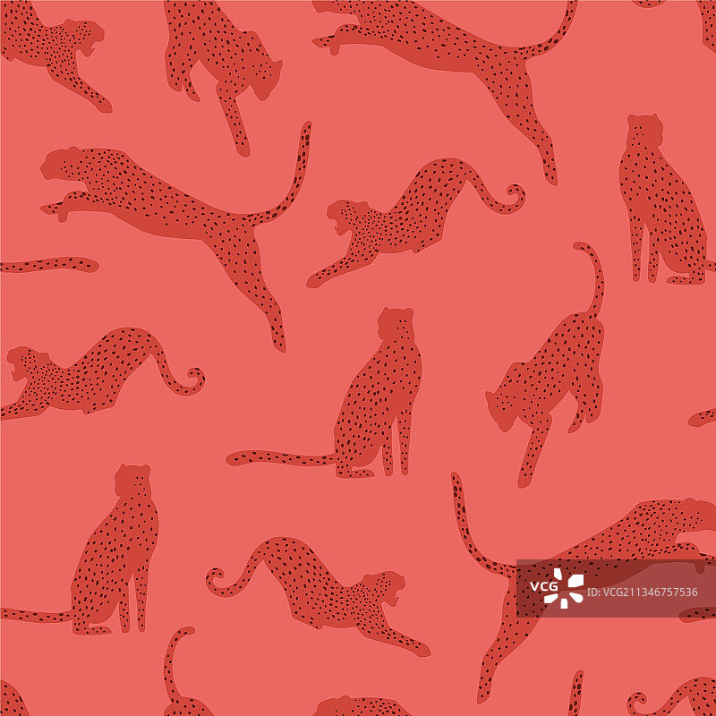 铁锈猎豹重复图案热带动物印花图片素材
