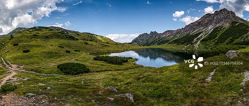 奥地利湖泊山脉全景图片素材