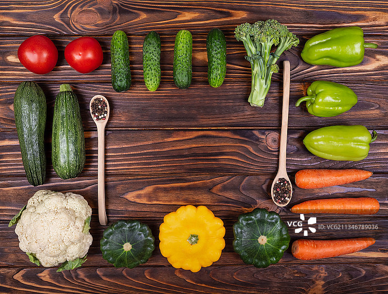 餐桌蔬菜俯视图图片素材