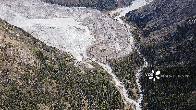 新疆木扎尔特冰川融水汇聚的河流图片素材
