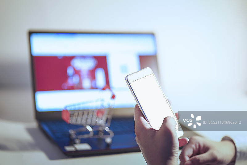 购物，购物车，购买，电子商务，网购，白领，上班族，电脑，手机图片素材