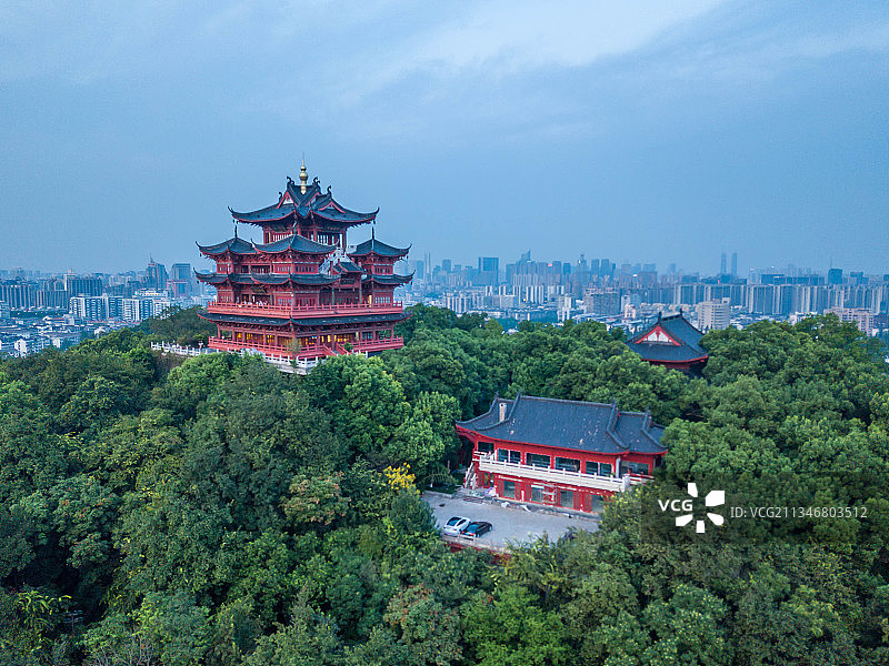 杭州吴山城隍阁航拍图片素材
