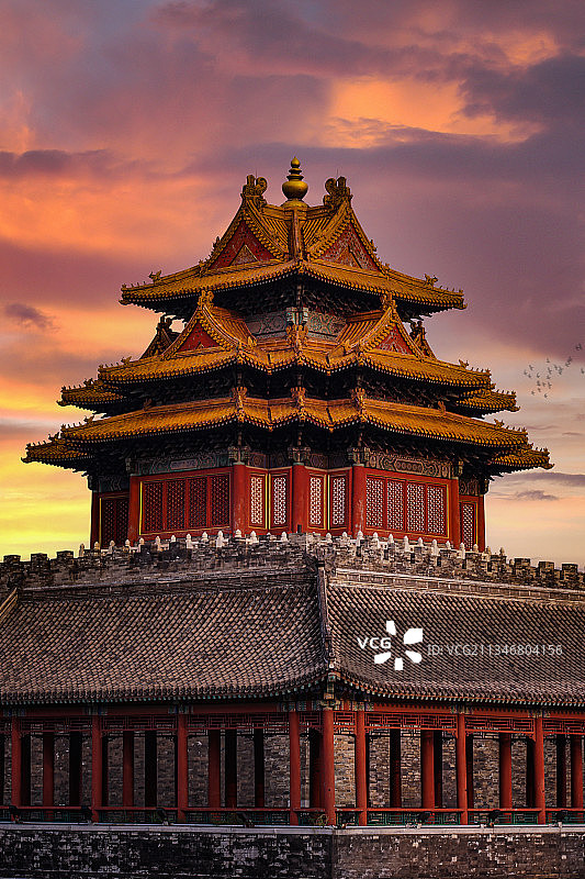 北京角楼夕阳晚霞图片素材