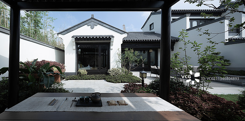 中式庭院建筑景观设计图片素材