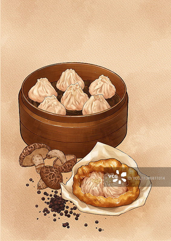 武汉烧麦和油饼包烧麦图片素材