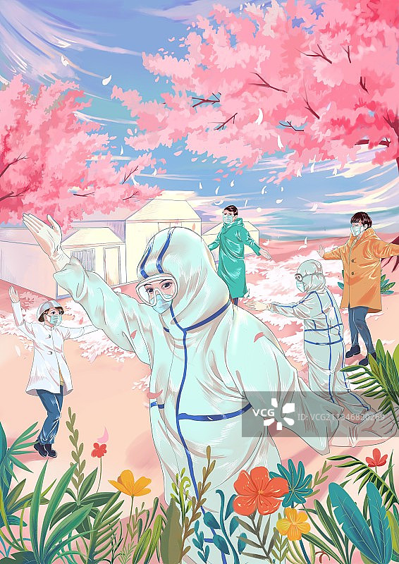 花开疫散图片素材